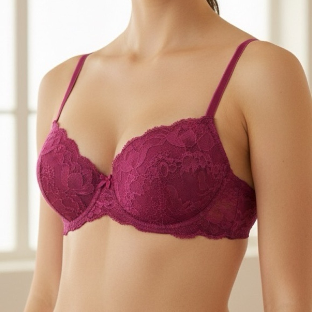 3/25$ (Mix)Simply Styled  Plum Lace Bra 36B